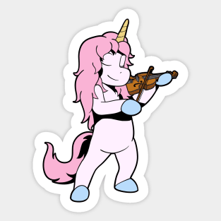 Comic unicorn playing violin Sticker